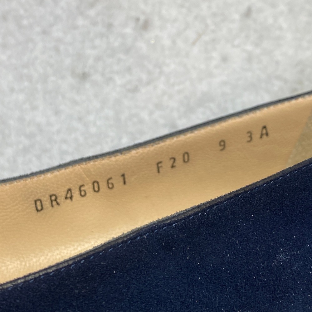 Salvatore Ferragamo Loafers Womens 9 3A Navy Blue F20 Suede Bow Gold Hardware - Picture 11 of 11